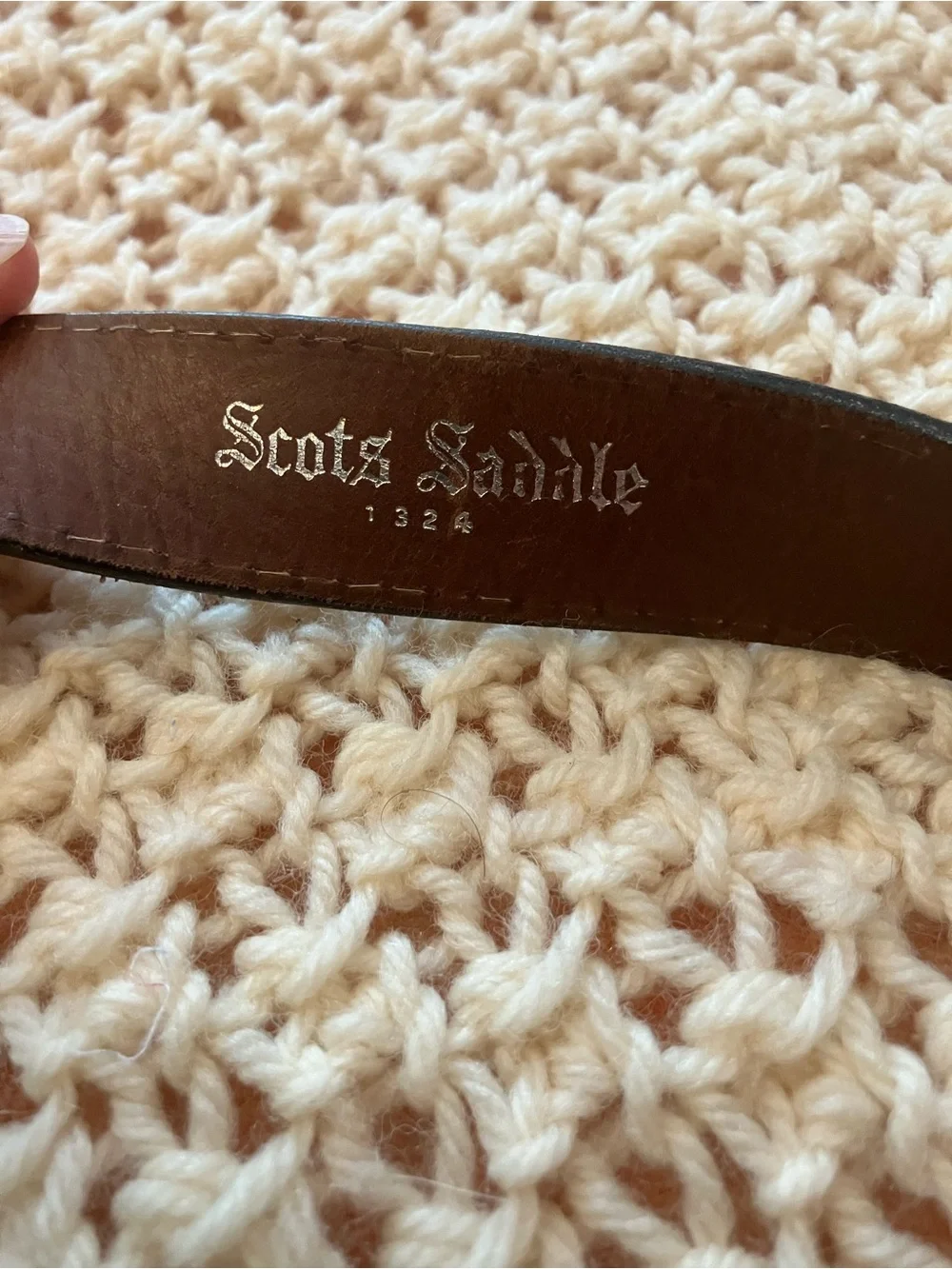 Leather 36” belt Scott’s Saddle with silver tone buckle